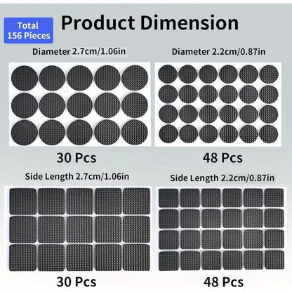 156PCS Furniture Grippers Felt Furniture Pads for Hardwood Floors Non Slip Pads Legs Self Adhesive Rubber Feet Anti Slide Hardwood Floor Protectors
