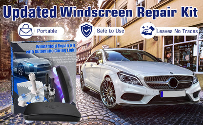 Windshield Repair Kit, 2 PCS Windshield Crack Repair Kit with Suction Cup Curing Light, Automotive Nano Fluid Vehicle Windscreen Tool, Glass Repair Kit for Chips and Cracks (Navy)